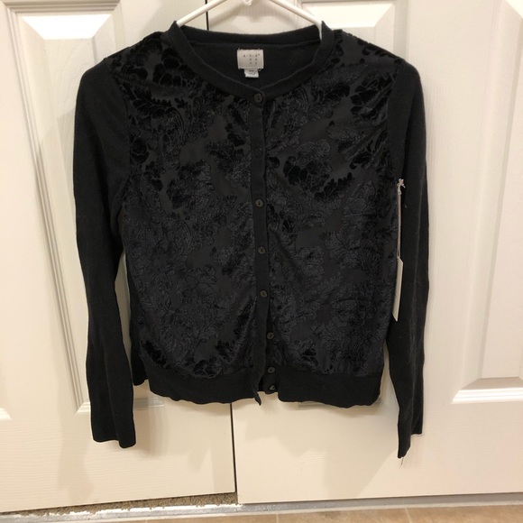 Target Sweaters - NWT black cardigan with velvet(y) design!